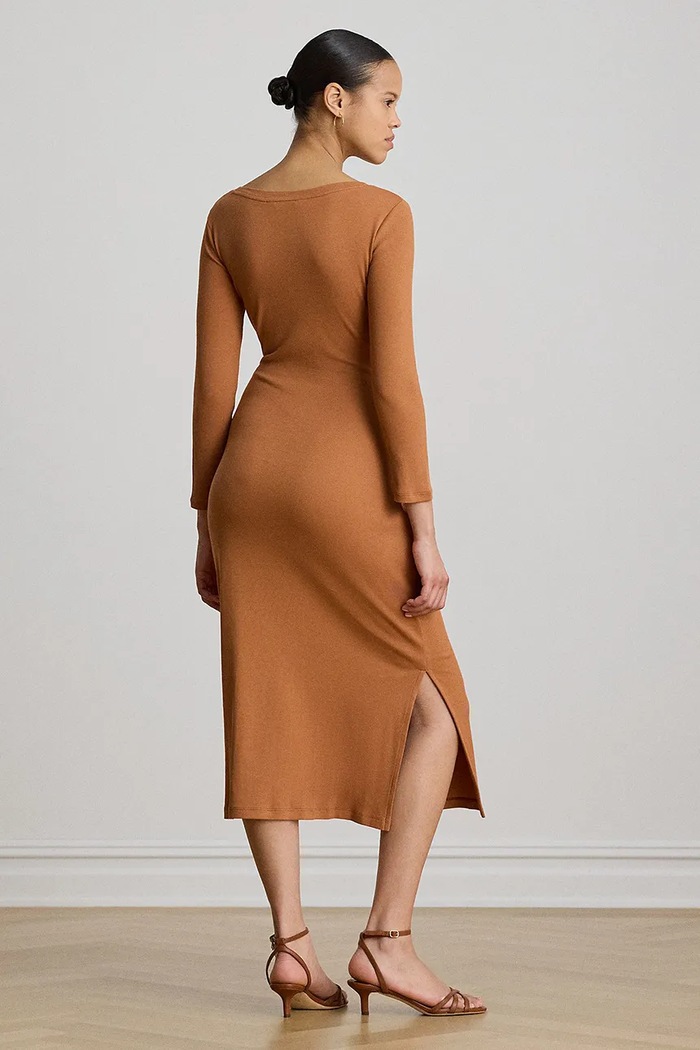Lauren Ralph Lauren sukienka bodycon z bawełną 200973598 pomarańczowy AW25