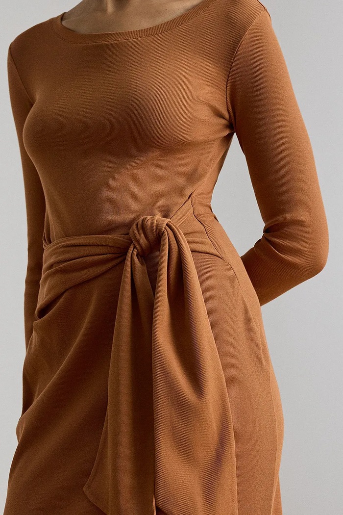 Lauren Ralph Lauren sukienka bodycon z bawełną pomarańczowy 200973598