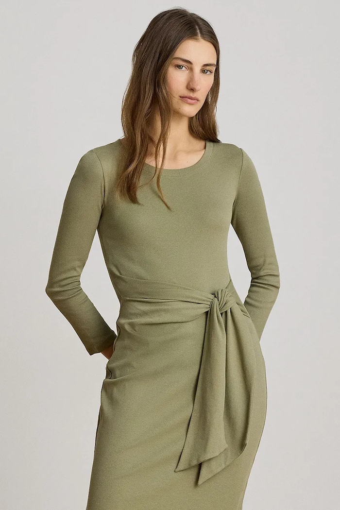 Odzież Lauren Ralph Lauren sukienka bodycon z bawełną 200973598 zielony