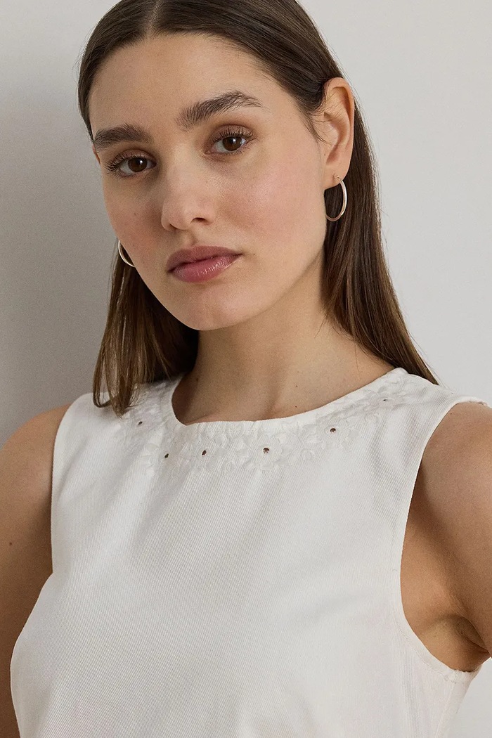 Pamučna haljina Lauren Ralph Lauren bijela 200978820