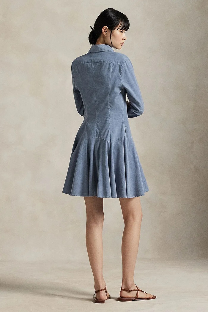 Pamučna haljina Polo Ralph Lauren 211972069 plava AW25