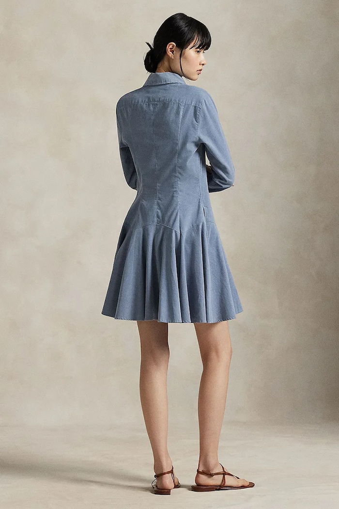 Pamučna haljina Polo Ralph Lauren 211972069 plava AW25