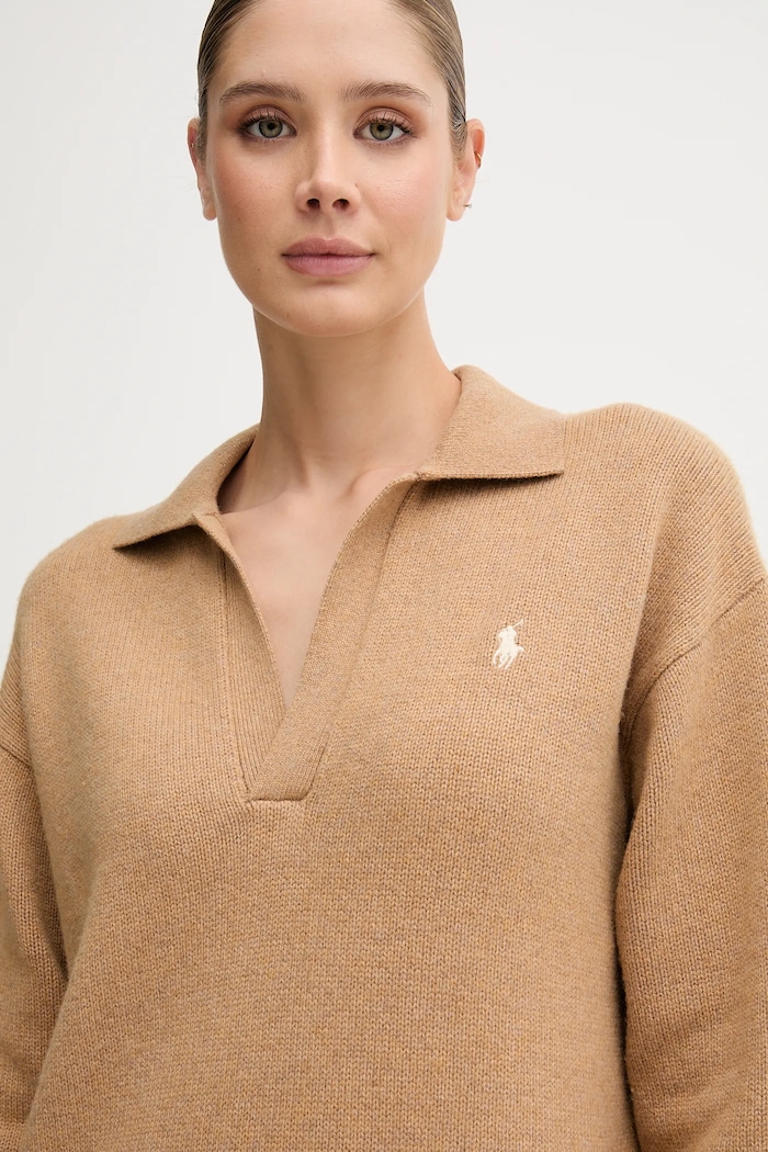 Polo Ralph Lauren sukienka z wełną beżowy 211A91143