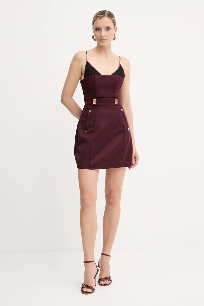 Vunena haljina Elisabetta Franchi AB82856E2 bordo AW25