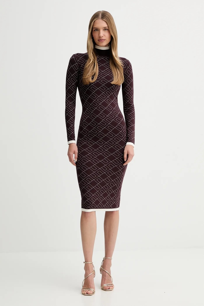 Šaty Elisabetta Franchi AM18T56E2 burgundské AW25