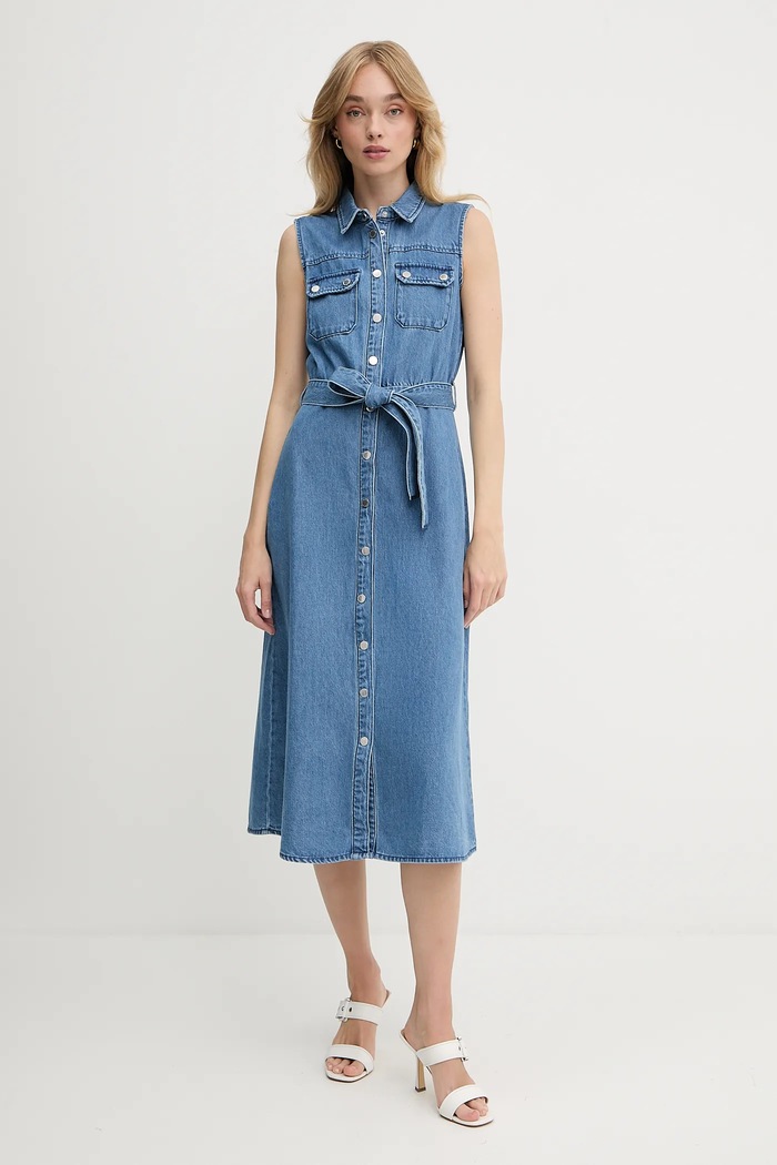 Morgan rochie jeans fixat albastru RJEAN