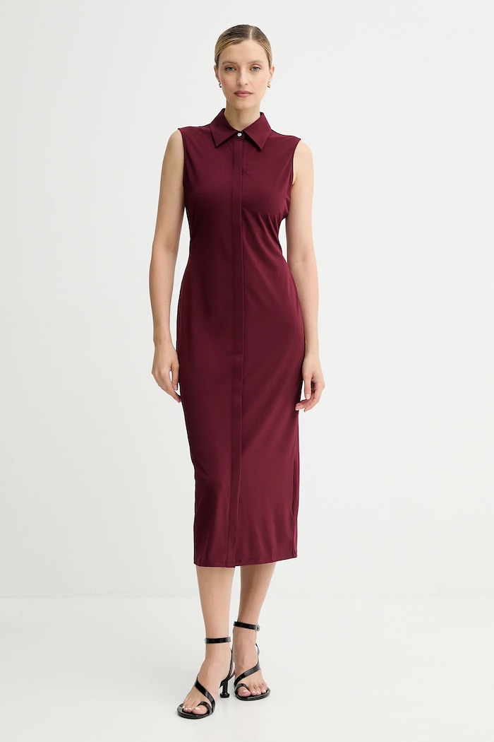 Calvin Klein sukienka z elastanem bordowy LV044C224G