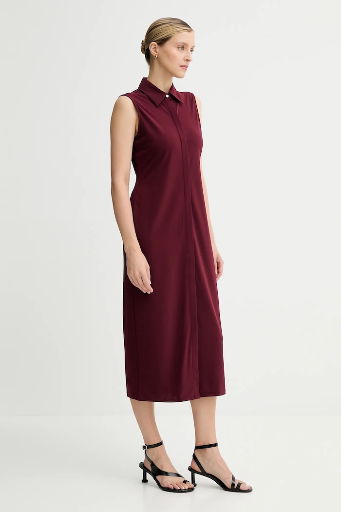 Calvin Klein sukienka LV044C224G bordowy AW25
