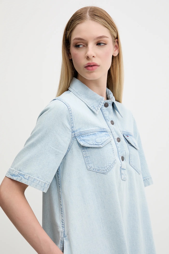 Tommy Jeans sukienka jeansowa niebieski DW0DW20519