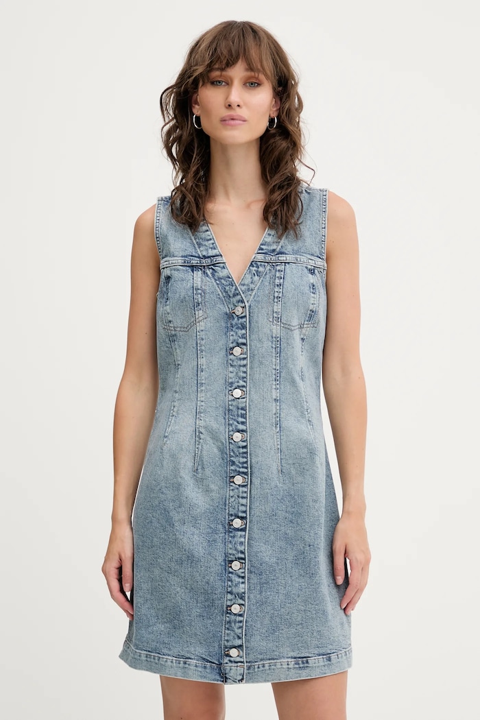 Rifľové šaty Tommy Jeans rifľovina modrá DW0DW20520