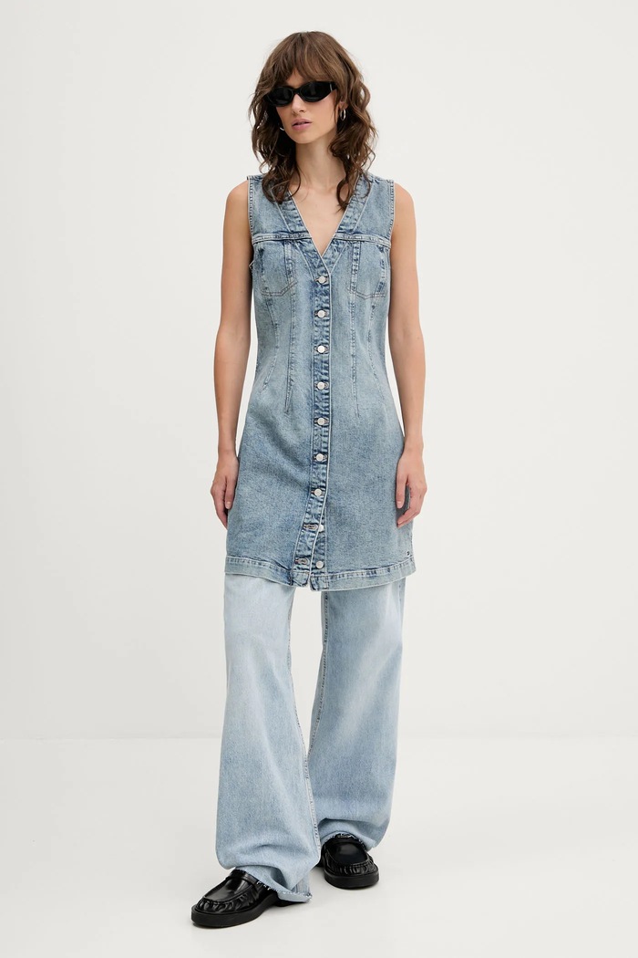 Rifľové šaty Tommy Jeans DW0DW20520 modrá AW25
