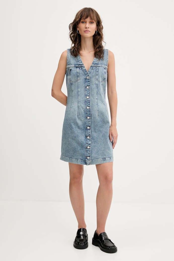Rifľové šaty Tommy Jeans modrá DW0DW20520