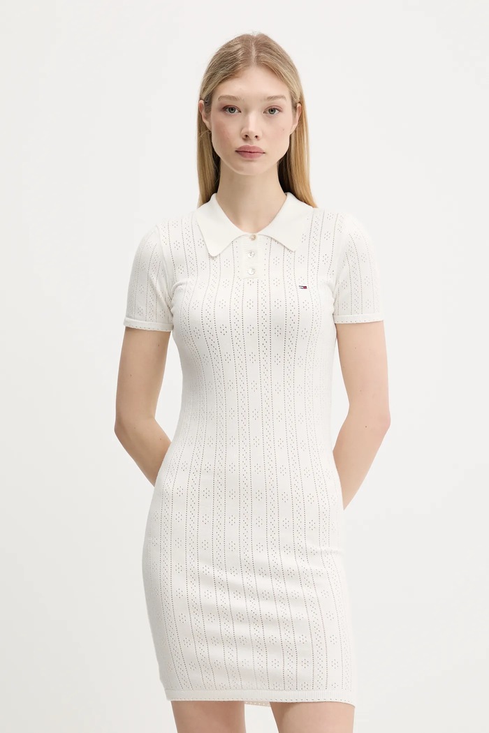 Šaty Tommy Jeans mini béžová DW0DW20874