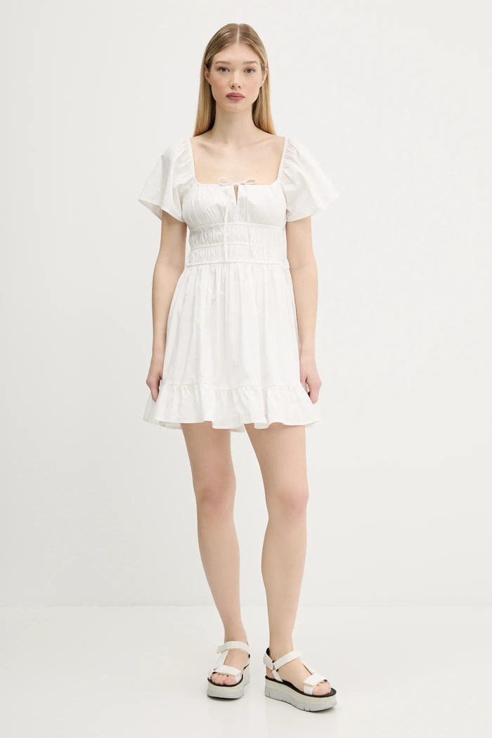 Bavlněné šaty Tommy Jeans DW0DW20882 bílá AW25