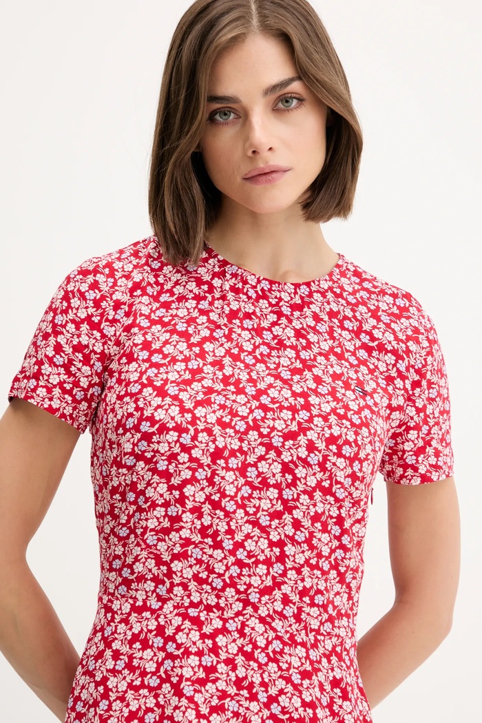 Tommy Jeans nyári viszkóz ruha piros DW0DW21120