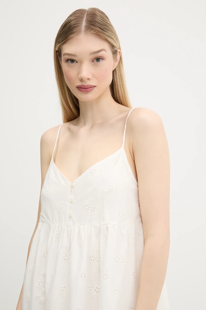 Памучна рокля Tommy Jeans бежов DW0DW21165
