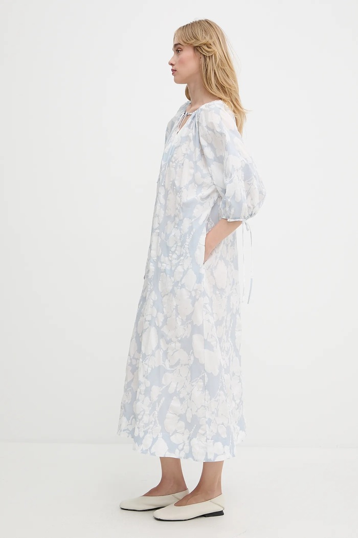 Samsoe Samsoe rochie din bumbac SAMATERA F25200064 albastru AW25