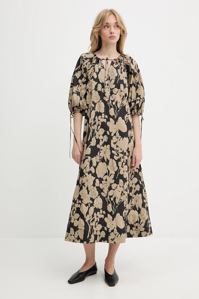 Samsoe Samsoe rochie din bumbac SAMATERA bej F25200064