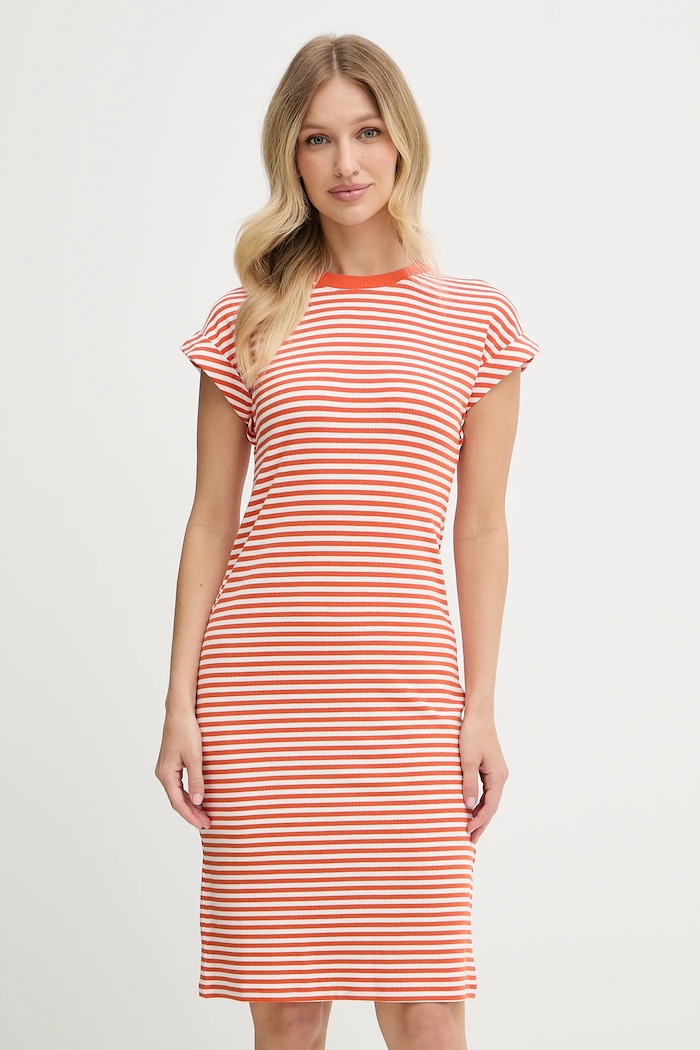 Рокля Tommy Hilfiger райе оранжев WW0WW45804
