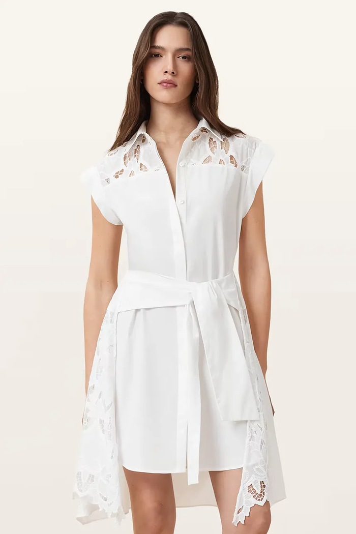 Bavlněné šaty AllSaints ZOLA W129DC bílá AW25