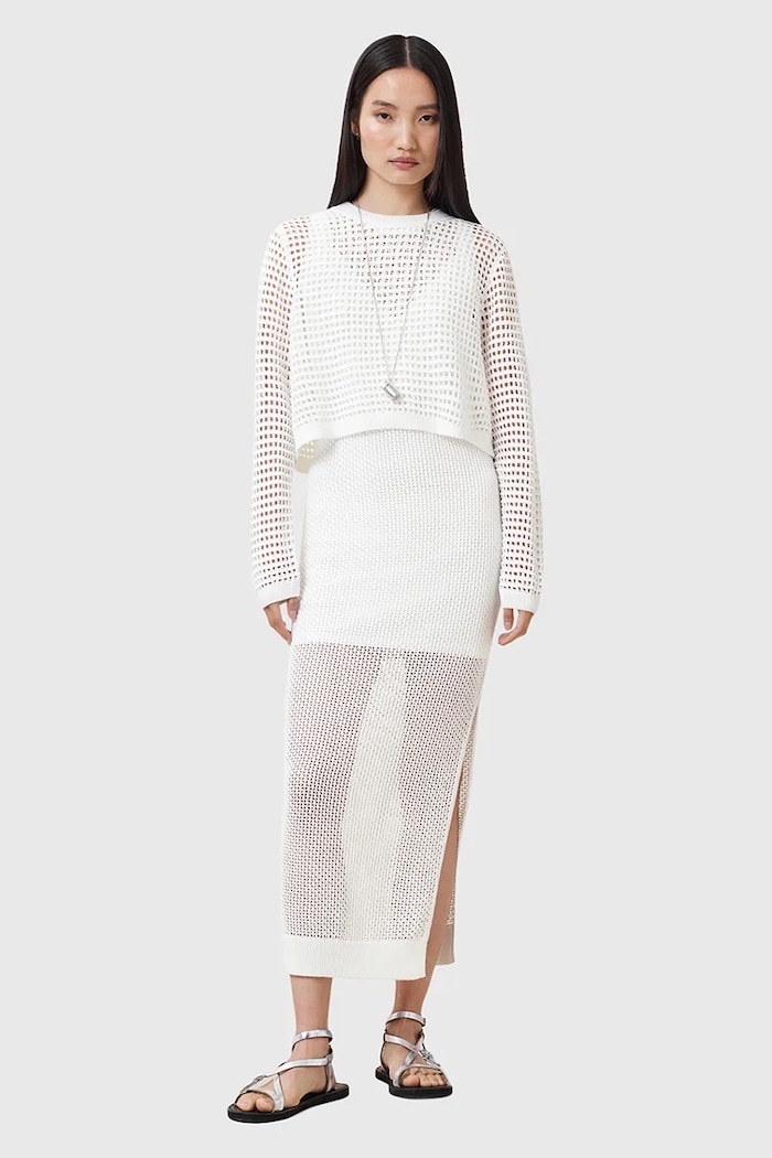 Obleka in pulover AllSaints MIRO Pletenina bela W179DC