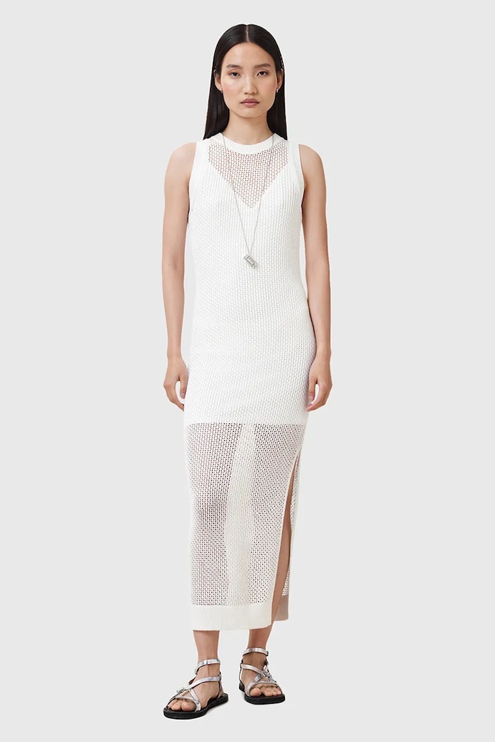 Obleka in pulover AllSaints MIRO W179DC bela