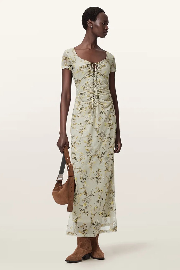 AllSaints rochie evazată GABBY verde W237DC