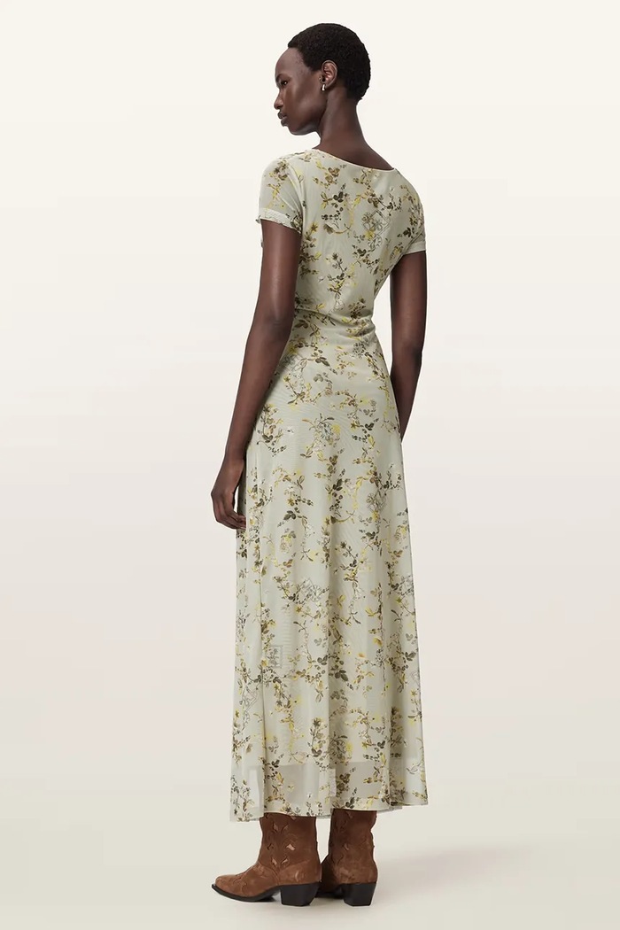 AllSaints rochie evazată GABBY W237DC verde AW25