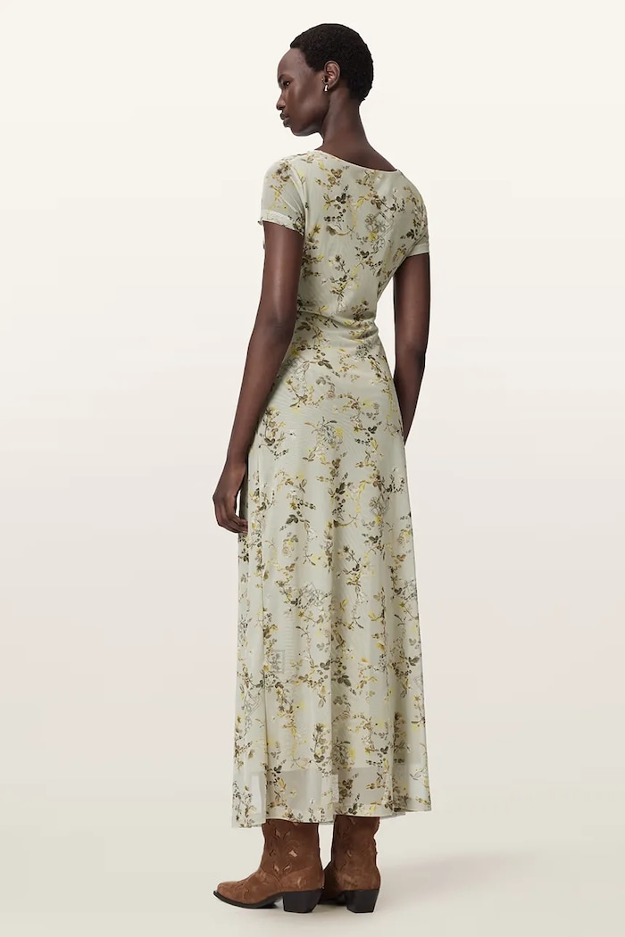 AllSaints rochie evazată GABBY W237DC verde AW25