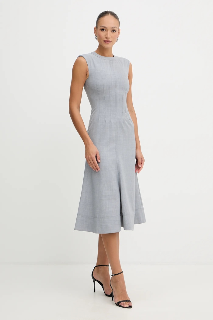 Karl Lagerfeld sukienka z domieszką wełny A3W13034 szary AW25