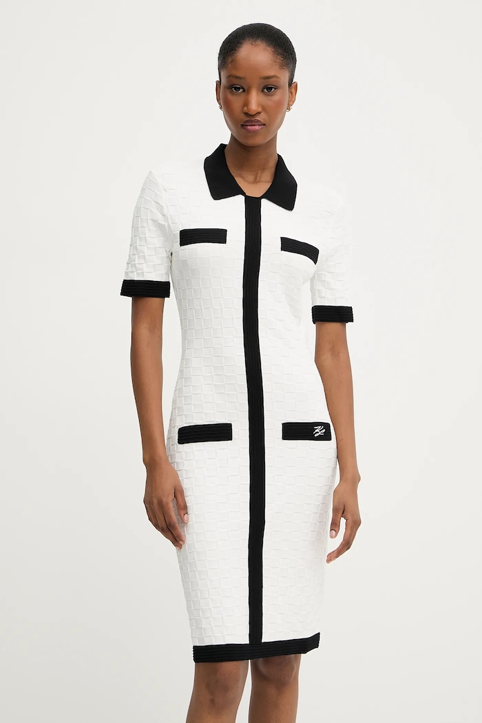 Karl Lagerfeld rochie A3W13036 alb AW25