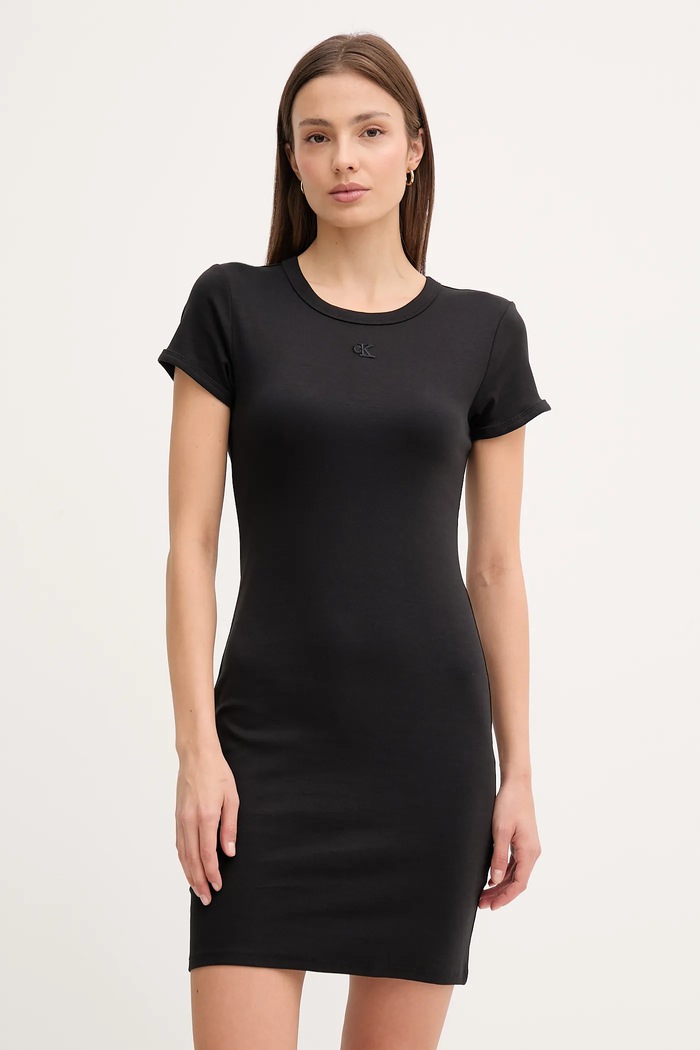 Šaty Calvin Klein Jeans s elastanom čierna LV047B266G