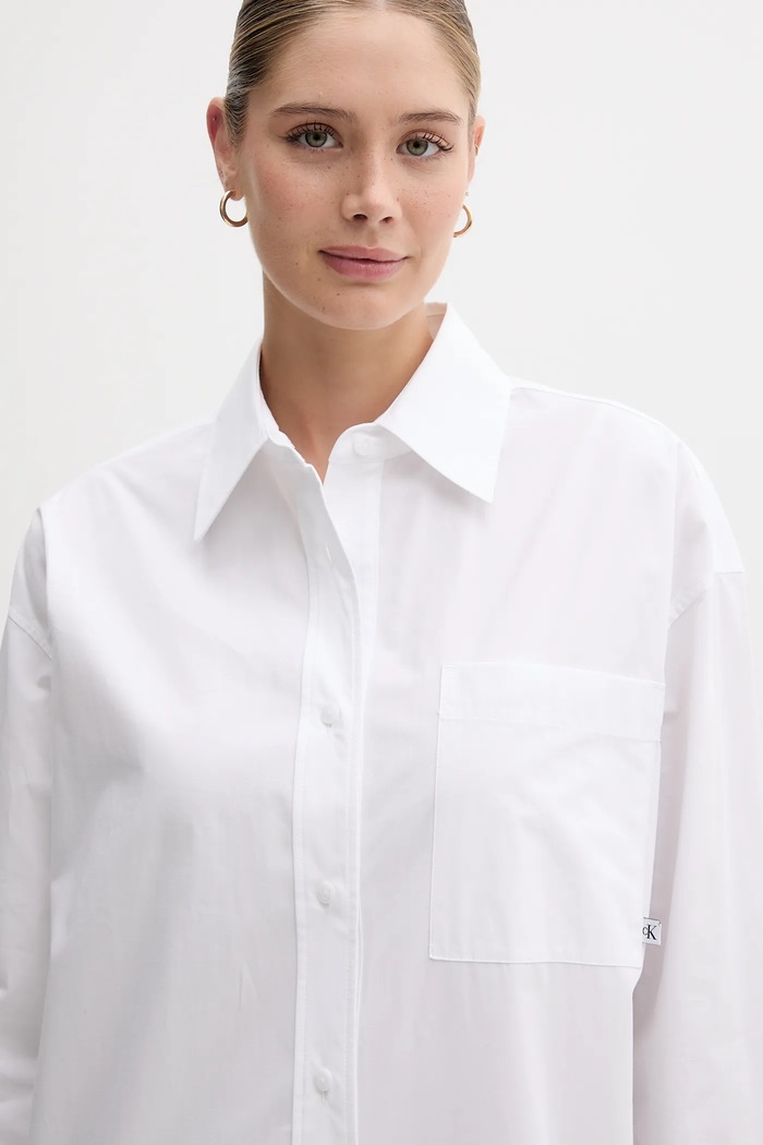 Bavlněné šaty Calvin Klein Jeans bílá LV047C022G