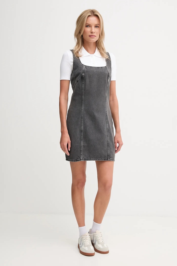 Rifľové šaty Calvin Klein Jeans LV047C715G sivá AW25