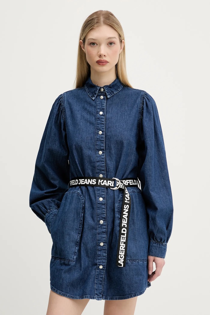 Дънкова рокля Karl Lagerfeld Jeans памук тъмносин A3W13014