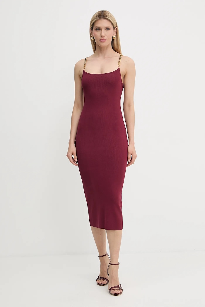 Šaty MICHAEL Michael Kors s elastanom burgundské MT5831M33D