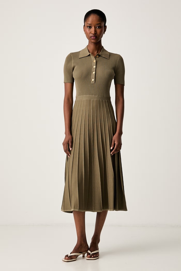 MICHAEL Michael Kors sukienka rozkloszowana z wiskozą zielony MT5834F33D