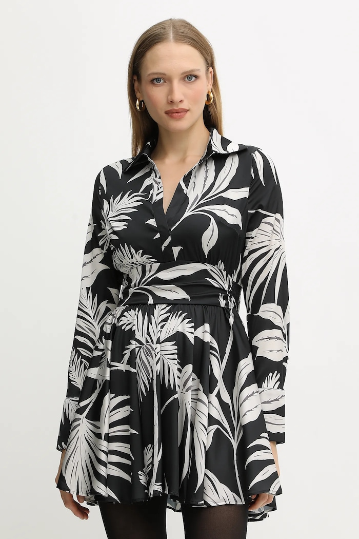 Šaty Guess CONCETTA zvieracia potlač čierna W5YK00.WF1T2