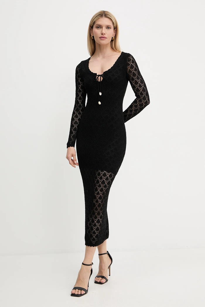 Šaty Guess ALBA jemný vzor černá W5YK85.Z0010