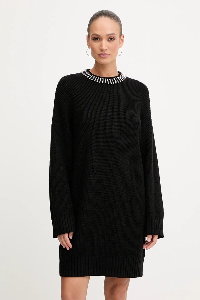 Φόρεμα από μείγμα μαλλιού Pinko casual μαύρο 105746.A2S4