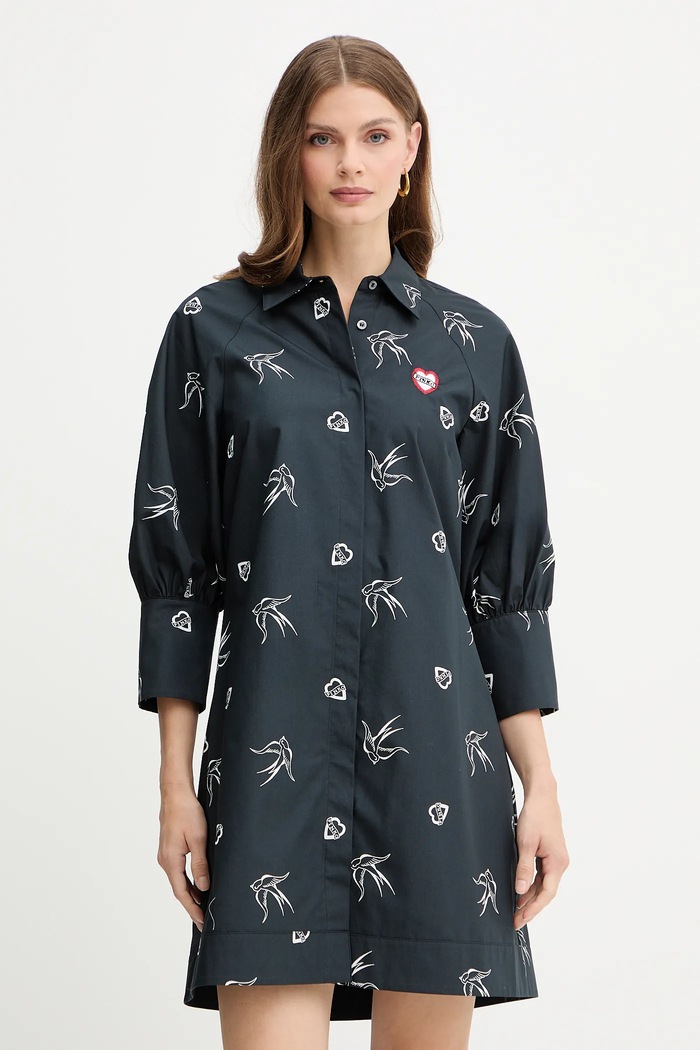 Pinko sukienka bawełniana wzorzyste czarny 105476.A2QA