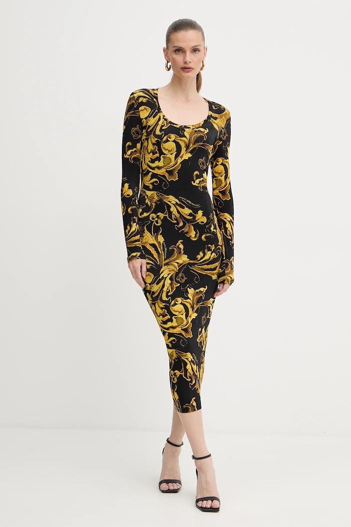 Versace Jeans Couture vestito midi nero 79HAO920.JS500