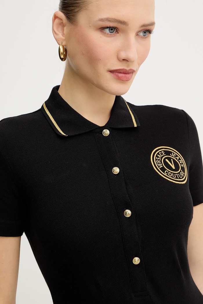 Bombažna obleka Versace Jeans Couture črna 79HAOT01.CJ01T