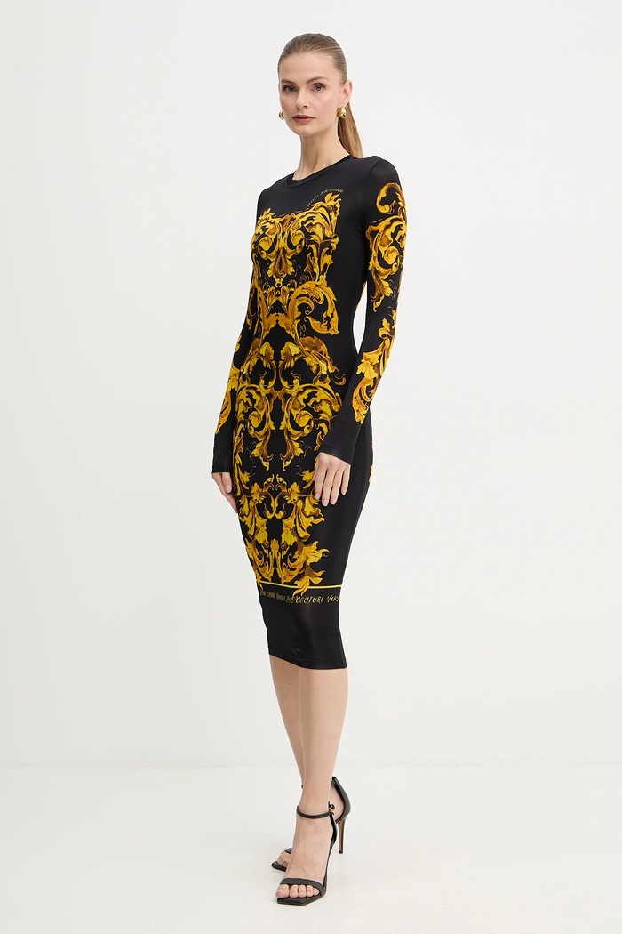 Obleka Versace Jeans Couture 79HAO9P0.JS524 črna AW25