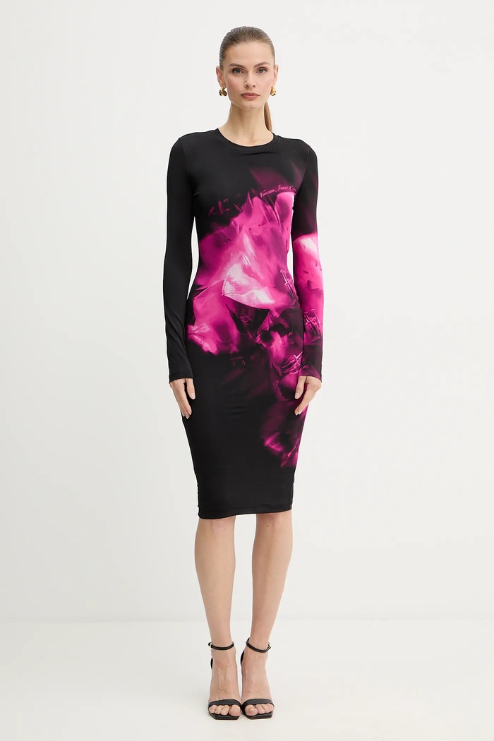 Obleka Versace Jeans Couture 79HAO9P0.JS526 črna AW25