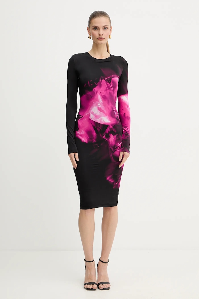 Obleka Versace Jeans Couture 79HAO9P0.JS526 črna AW25