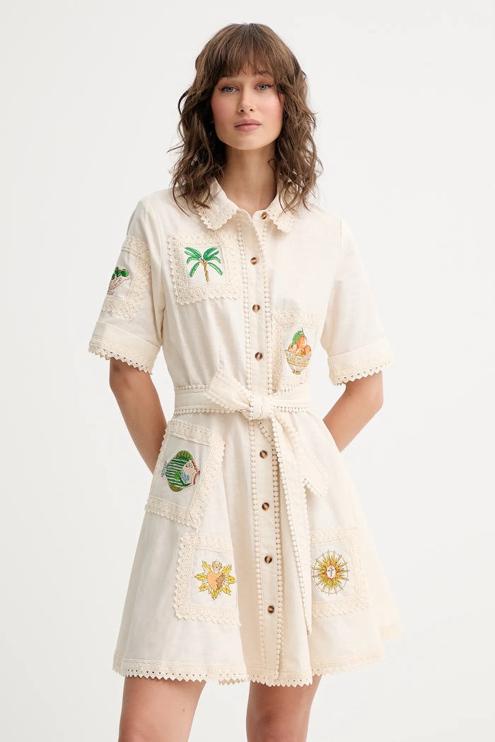 Never Fully Dressed Rochie din amestec de in Lauren bej NFDDR2810