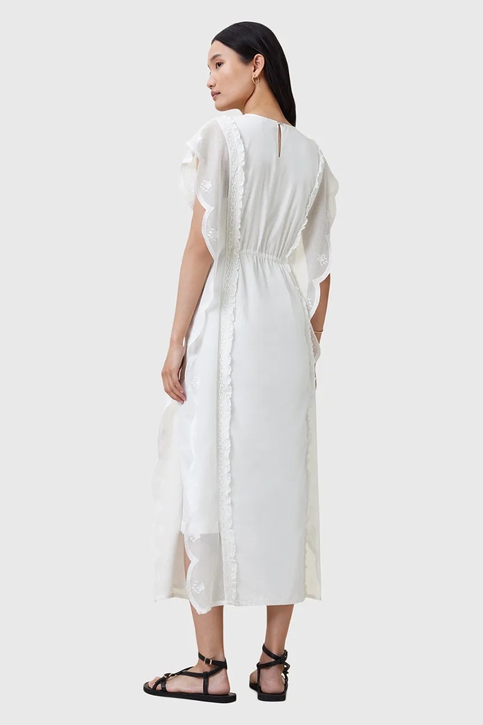 Bavlněné šaty AllSaints OLA W197DC bílá