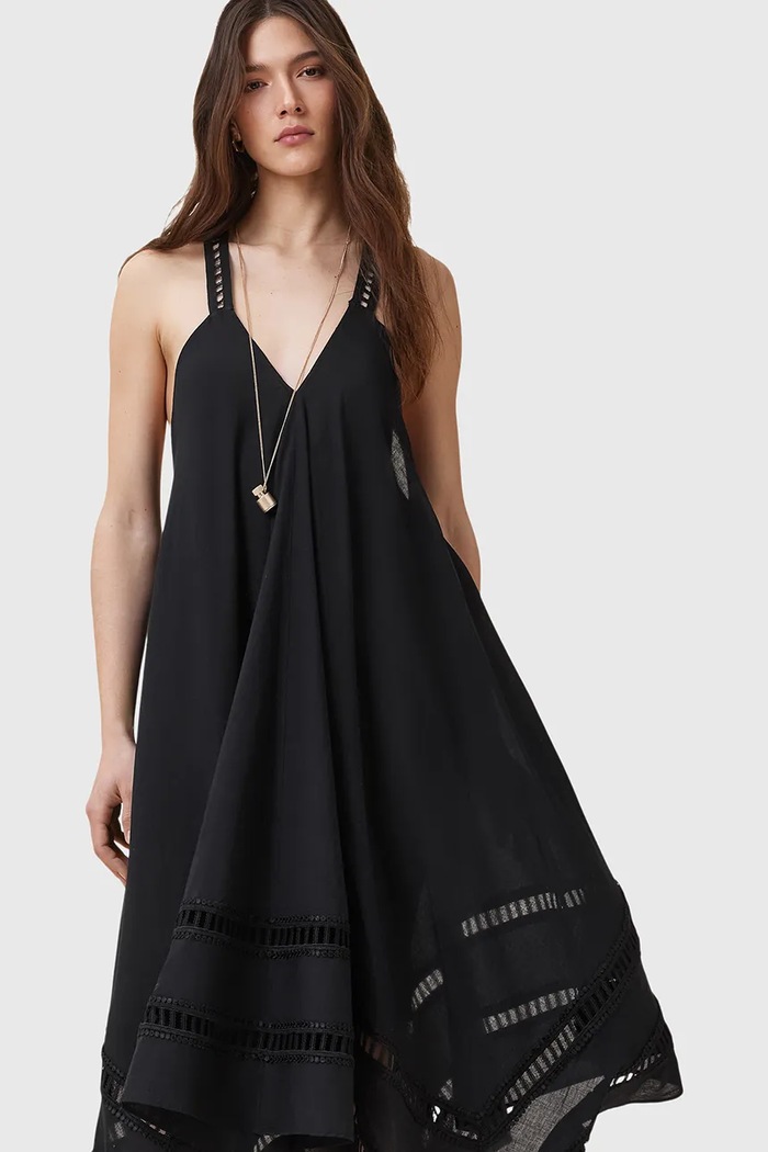 AllSaints sukienka letnia bawełniana LIL W247DC czarny AW25