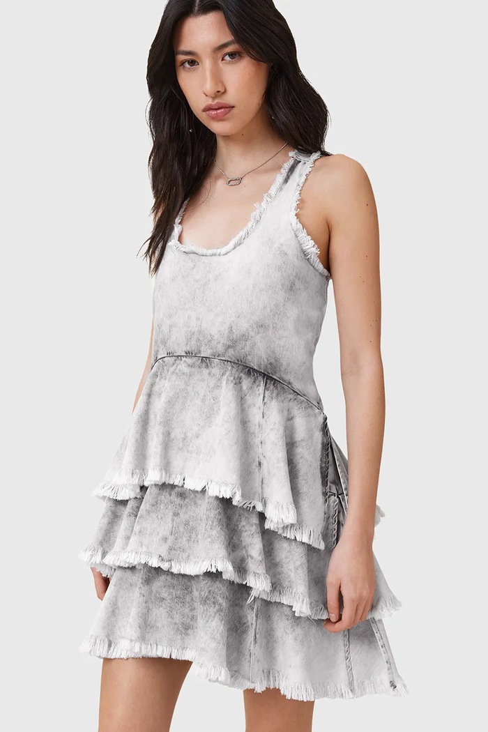 Bavlněné šaty AllSaints CAVARLY W275DC šedá AW25